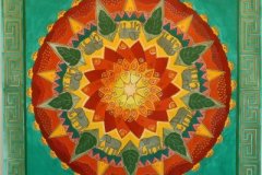Mandala 5 in acryl en inkt 65 x 65 cm € 250 exclusief lijst aluminium 80 x 80 cm € 110